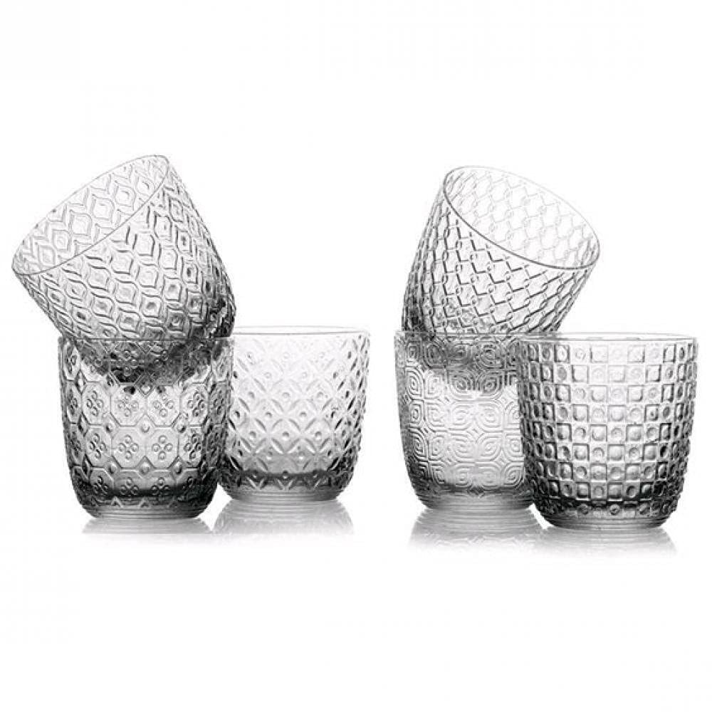Sixties Set 6 Bicchieri Acqua Trasparente 6 Ottiche Assortite Cl. 31