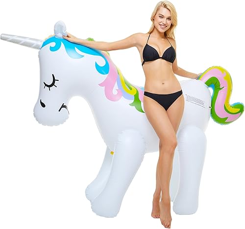 Miniatura 5 de Tzsmat Aspersor inflable gigante de unicornio al aire libre para jugar en el patio de verano para niños y adultos, juguete favorito de fiesta de