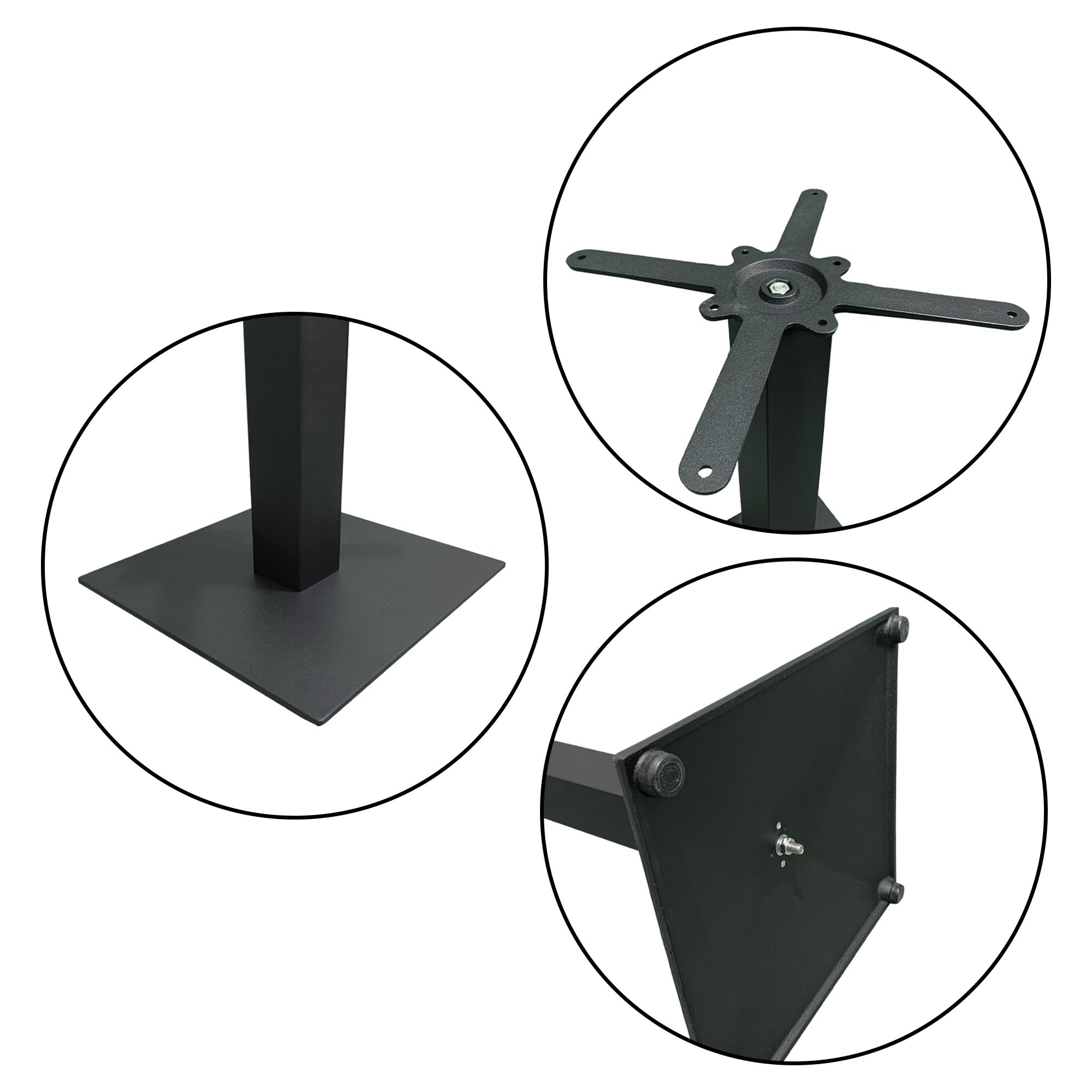 Sicignano | Base de mesa de hierro de 75 cm de altura – Universal, estable, apta para tableros de madera de mármol – Robusta y fácil de montar para casa, bar, restaurante u oficina (liso), color negro