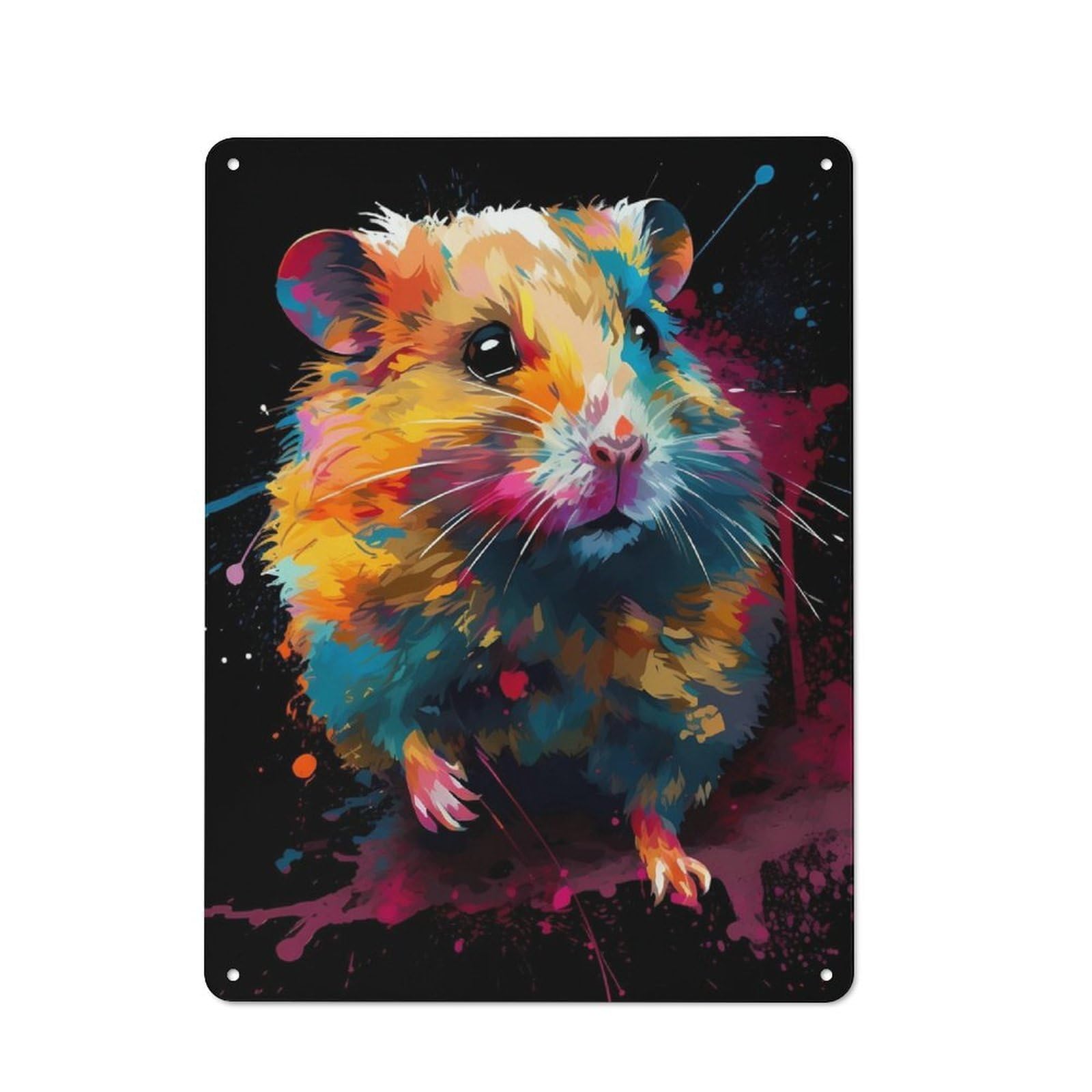 Junmoney Colorful Hamster Metal Sign 40X30cm With For Hallway Wall, Rustic Decor, Housewarming Present For People Styling Hallway