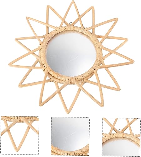 Miniatura 8 de Espejo de maquillaje de ratán, decoración de pared delicada, arte tejido, decoración para el hogar, espejo de entrada