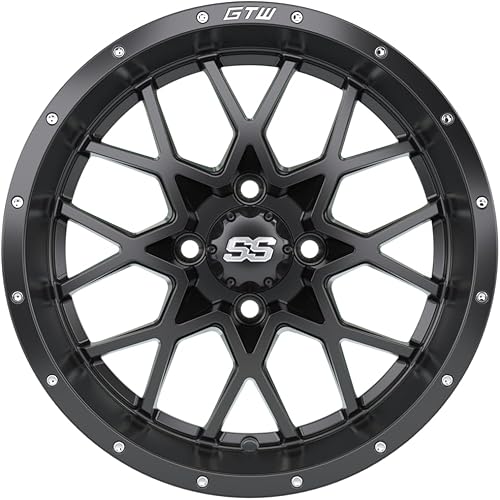 Miniatura 5 de GTW 14 Inch Golf Cart Wheels and Tires Combo | Matte Black Vortex Wheels on 23x10-R14 Nomad All Terrain Radial Tires | Set of 4 (Matte Black)