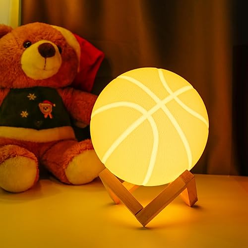 Luz nocturna de baloncesto, regalos para el día de San Valentín para él, lámpara de baloncesto para habitación de niños con control remoto, 16