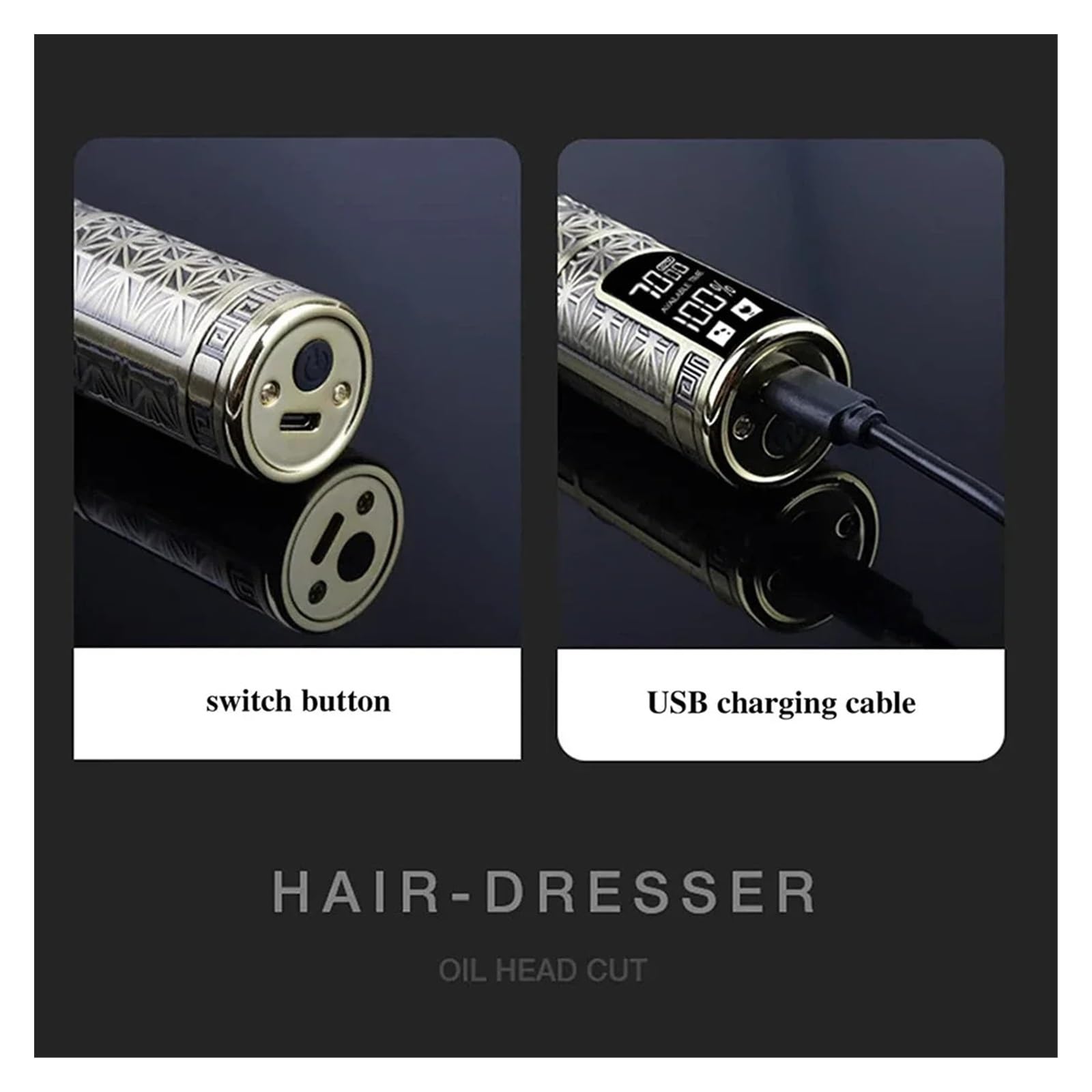 Razors T9 LCD - Cortadora de pelo eléctrica, cabezal de afeitado eléctrico para peluquería (LCD negro)