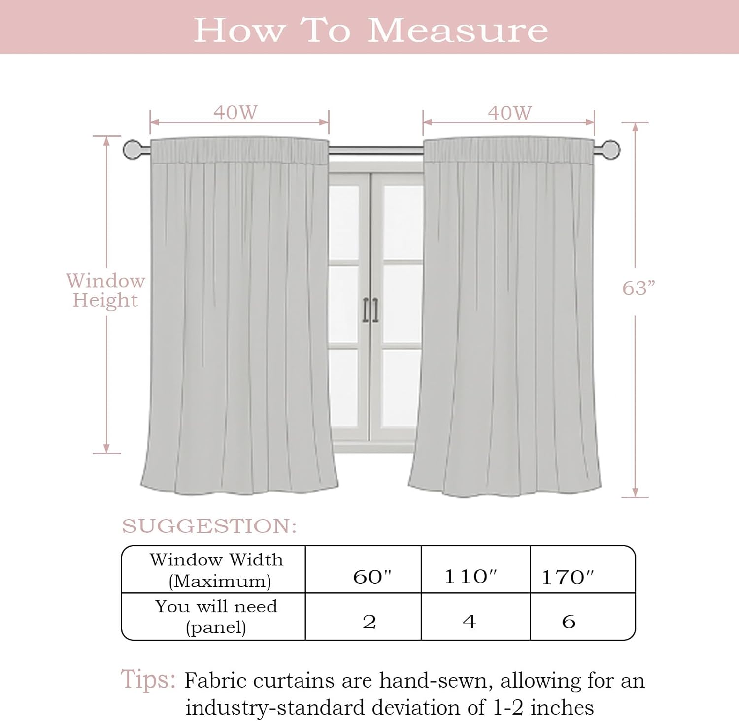 simplebrand natural faux linen textured curtains 63 inch length 2 panels for bedroom, semi sheer light filtering privacy farmhouse curtains, soft thick rod pocket window drapes, 40w x 63l inch natural 40"w x 63"l (pack of 2)
