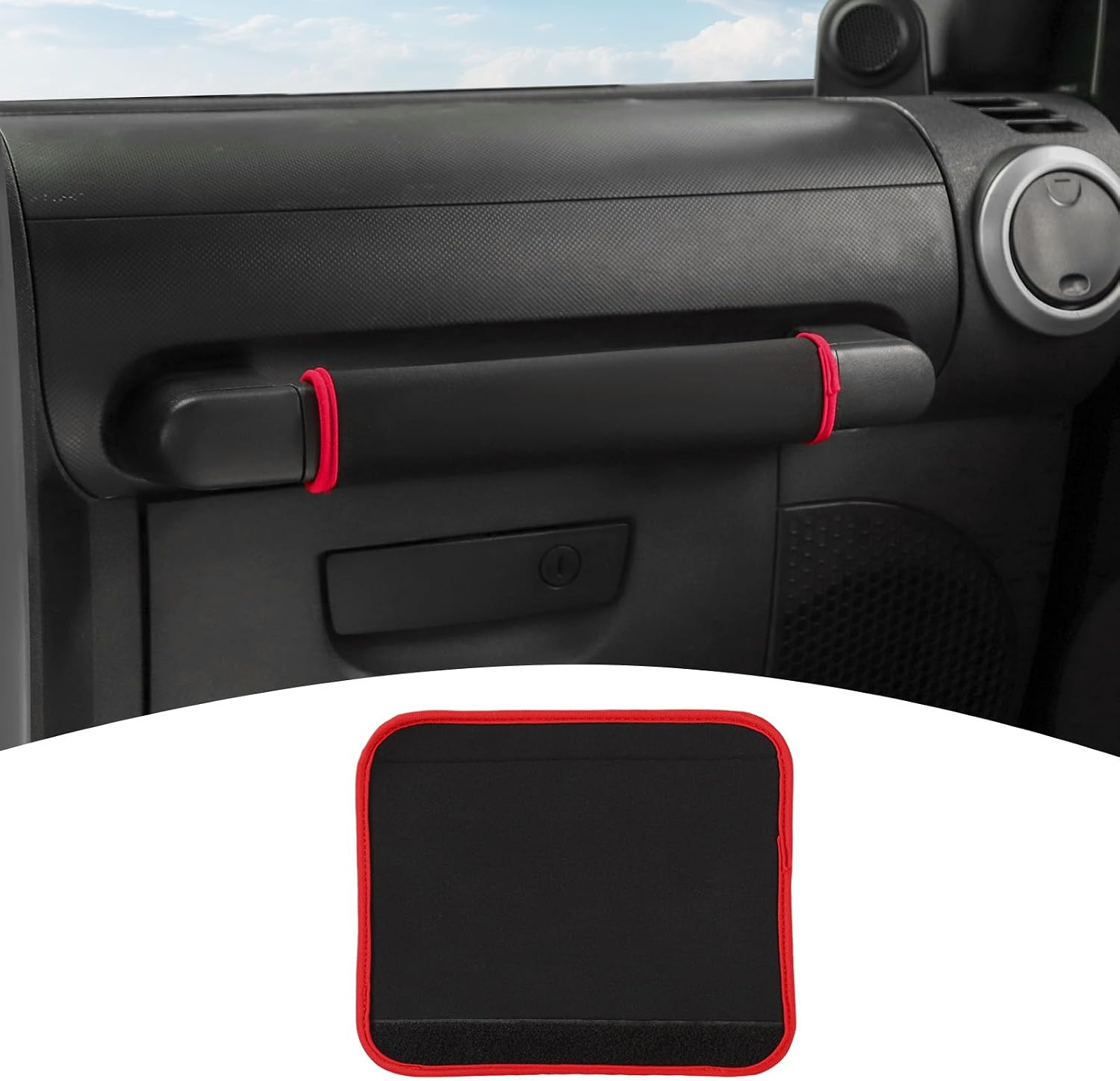 for Jeep JK Passenger Grab Handle Protector Cover Fit for Jeep Wrangler JK JKU 2007-2010 Black Red Interior Accessories 1pc