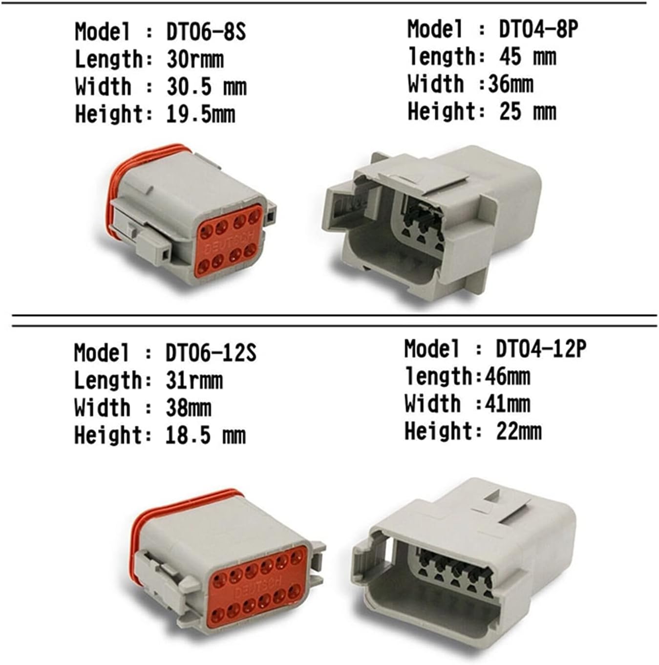 750PCS New Deutsch DT Connector Plug Kit Compatible for 14 16 18 20 AWG Stamped Contact Kit
