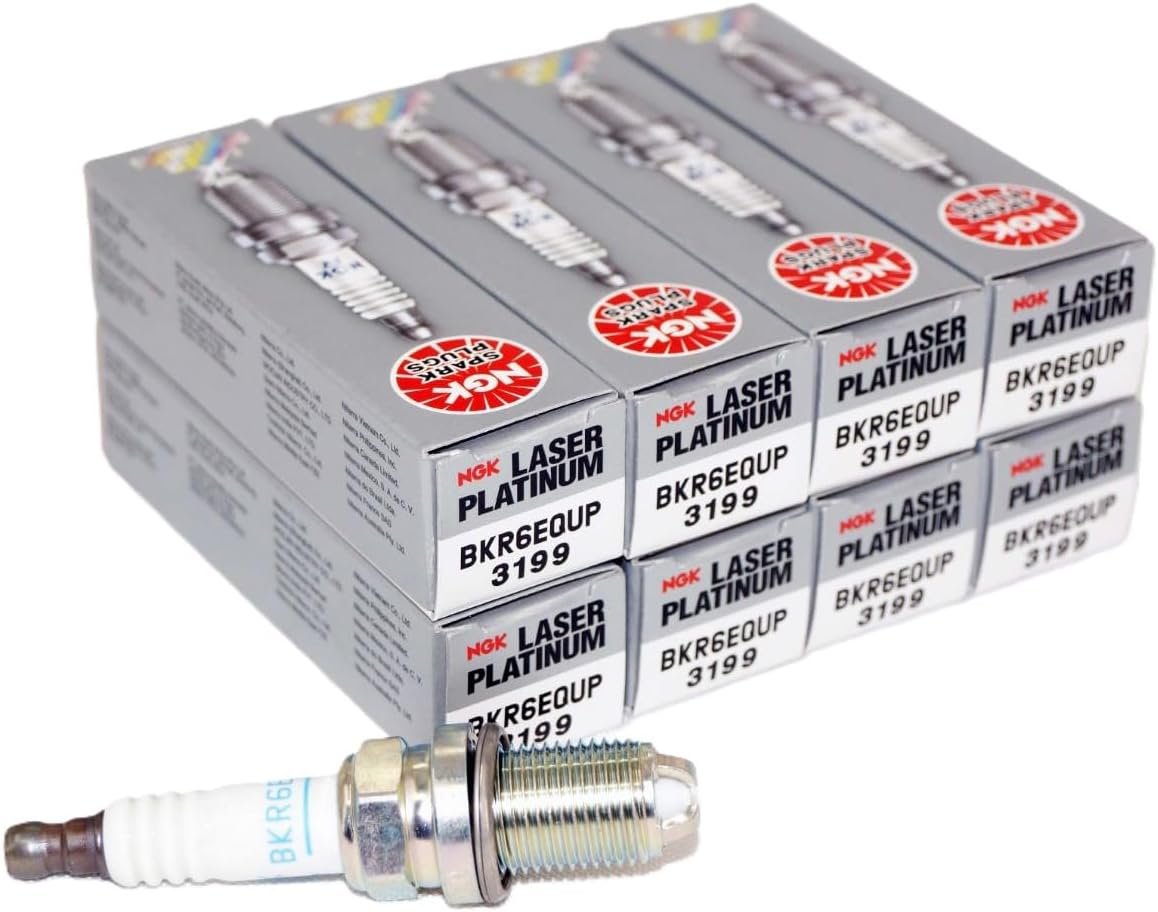 NGK 3199 Laser Platinum Spark Plugs BKR6EQUP Compatible with Select Audi, BMW, Bentley, Land Rover, Morgan, Porsche and Volkswagen V8 Models (8 Pack)