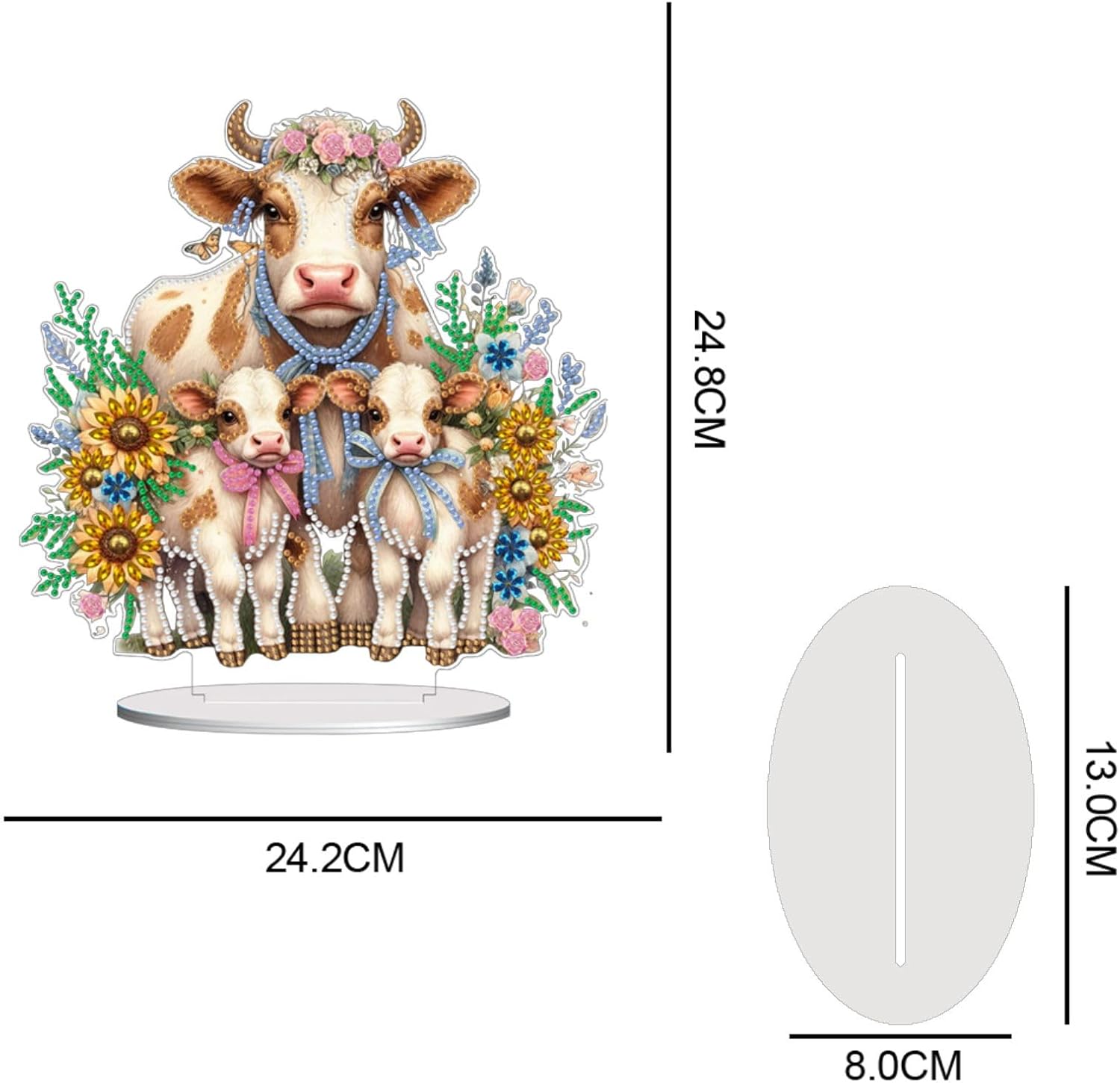 BAYUNOE 4Pcs DIY Diamond Art Painting Desktop Ornament Special Shaped Crystal Double-Sided Pattern Diamond Art Decorated Tabletop Ornaments Handmade Single Sided Diamond Home Decor-04