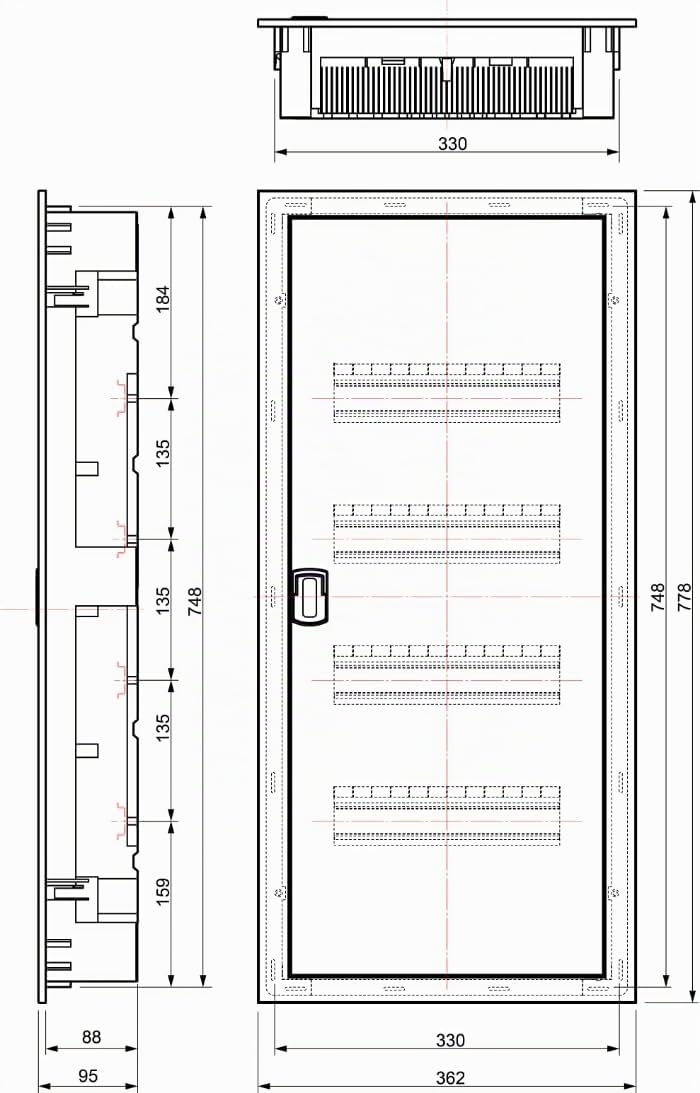 Cuadro eléctrico de empotrar en tabique hueco de 56 elementos 362x778x88mm blanco SOLERA MP56