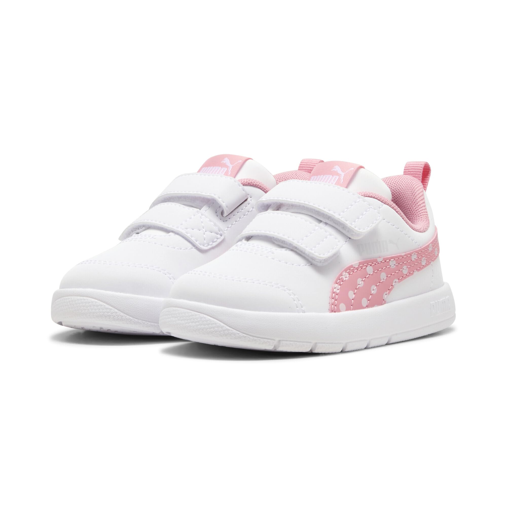 Puma Baby - Mädchen Courtflex Infant Sneaker, V3 Dotty V White Pinkscape Silver Mist, 26 EU