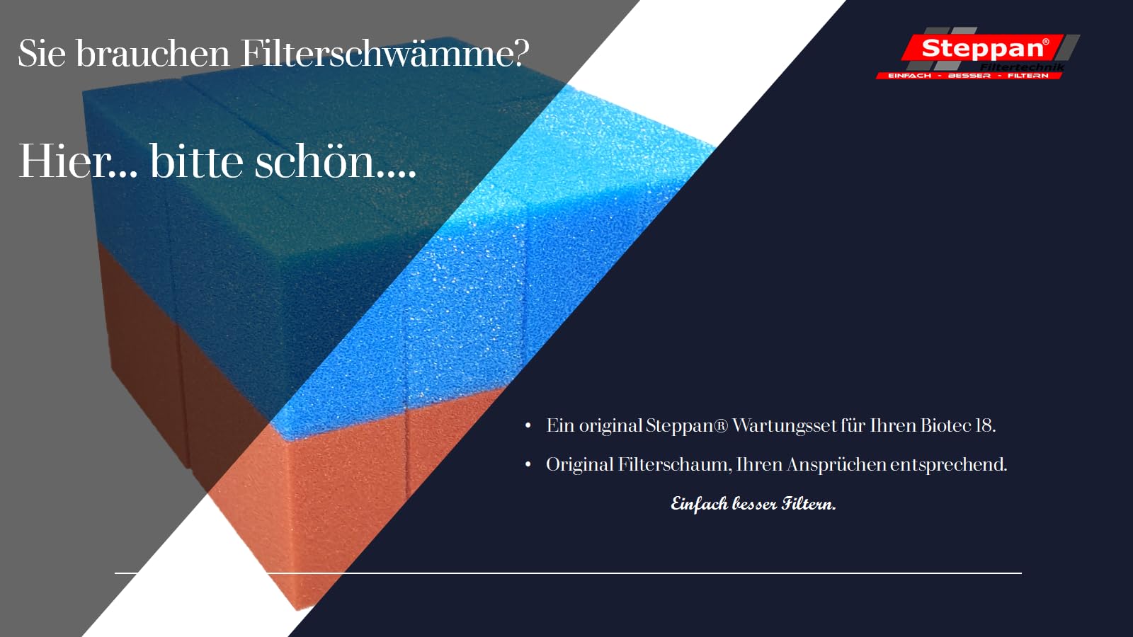 16 Filterschwämme 8 x BLAU und 8 x ROT geschlitzt für Biotec 18 und 18 Screenmatic 21,5 x 15,5 x 9 cm BLAU Grob = PPI 10 ROT Fein = PPI 30