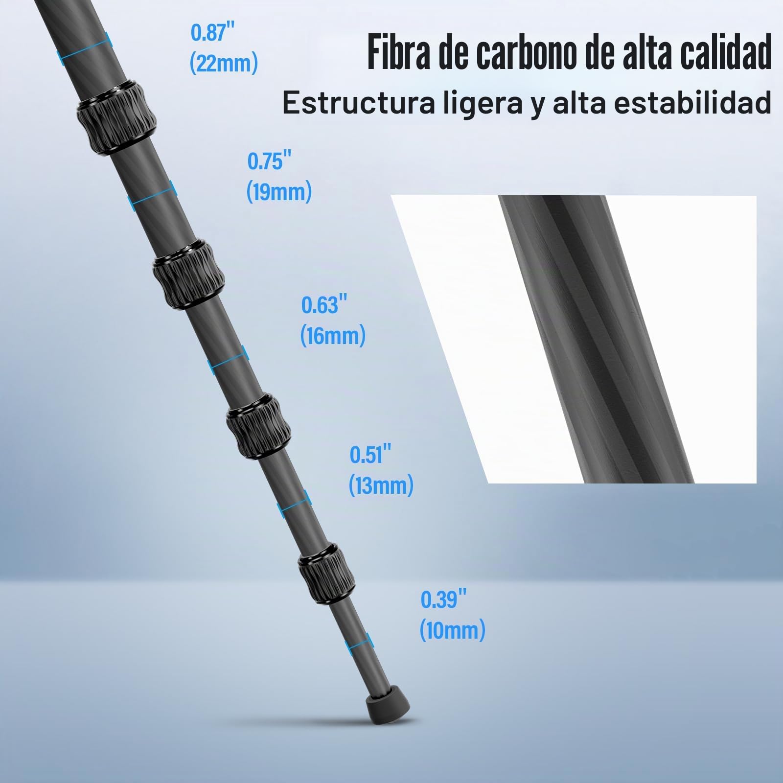 SIRUI Trípode Compacto de Fibra de Carbono de 52pulgadas con Cabeza de Bola y Placa Incorporada para Arca, Solo 0,72kg Carga de hasta 6kg - Traveler 5CX