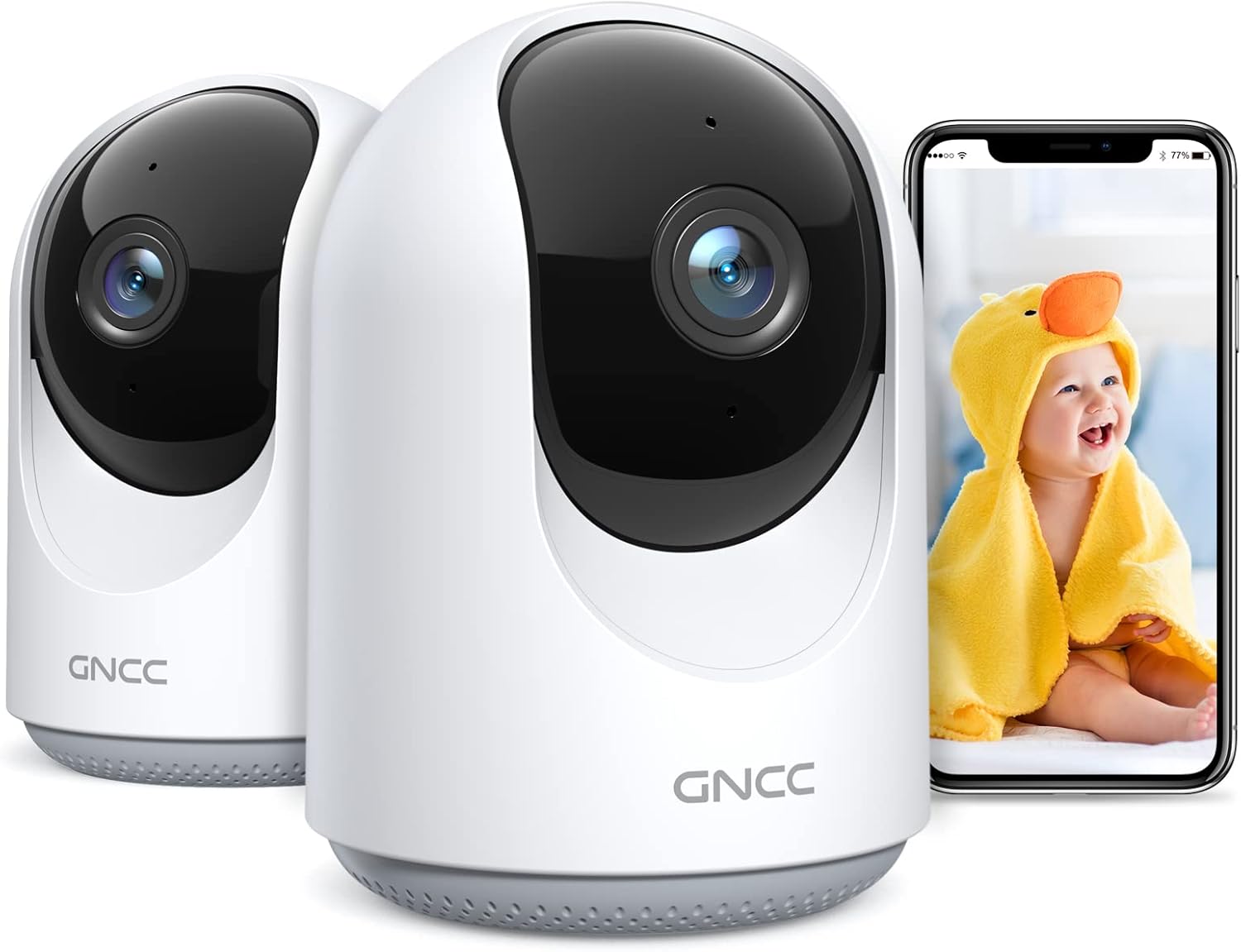 Pet Camera with Phone APP, GNCC P1 Indoor Security Camera for Baby/Pet/Security(2