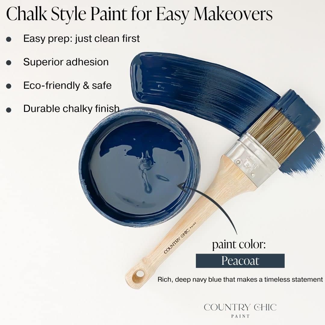 Chalk Style Paint + Clear Coat Bundle - for Furniture, Home Decor, Crafts (Color: Peacoat - Navy)