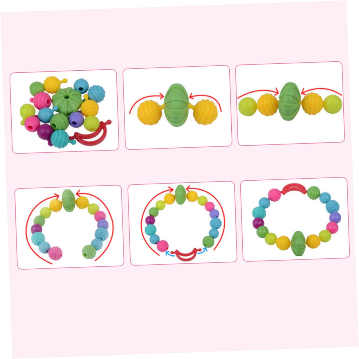 CORHAD Kit de Pulseras y Collares de Cuentas de Plástico DIY para Niñas, 1 Caja Portátil, Fomenta la Creatividad, para Manualidades y Adornos