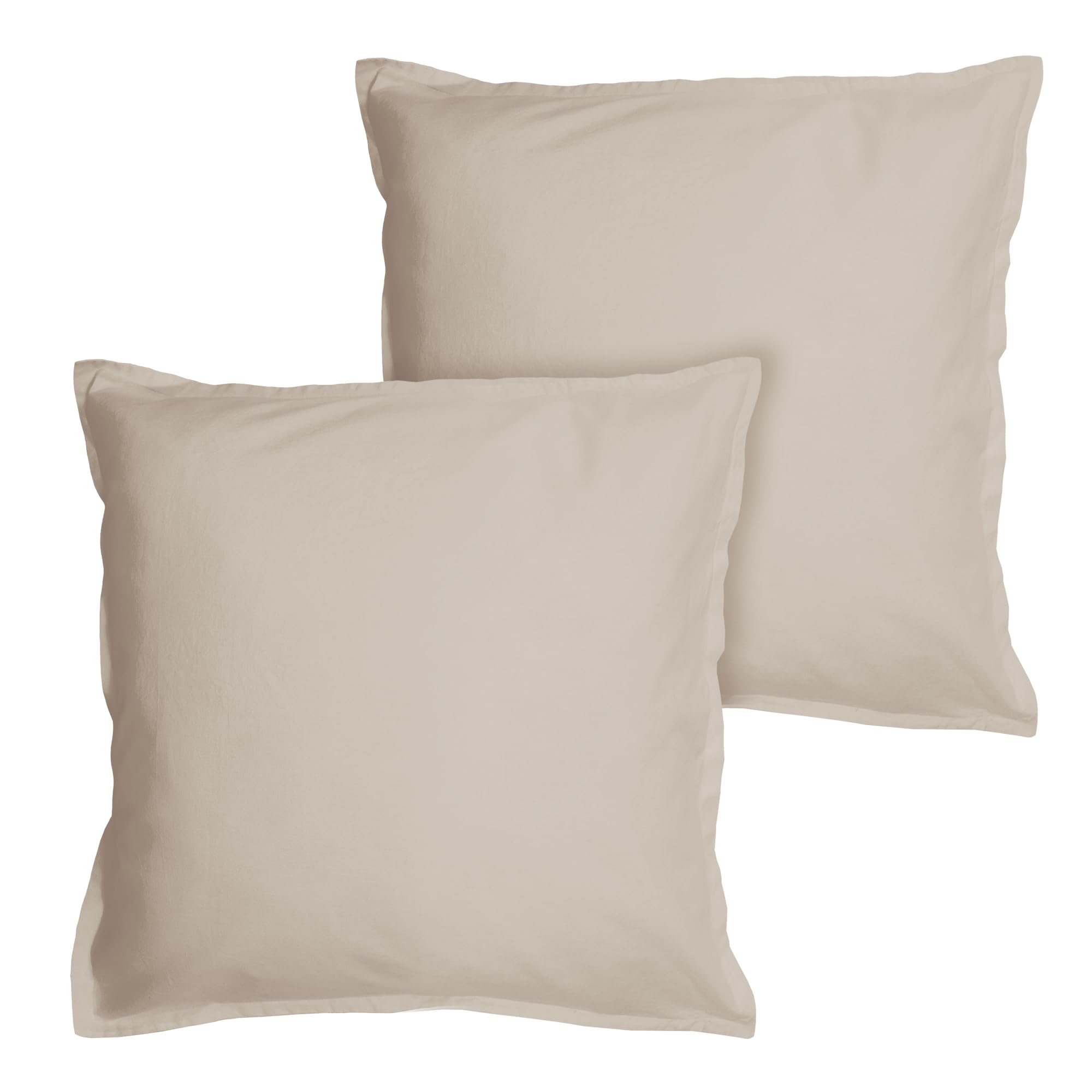 MATT & ROSE Parure de lit Coton LAVÉ Unie avec taies à Volant 100% Coton | Coloris Lin | Housse de couette 260x240 cm + 2 taies d'oreiller 65x65 cm | Fermeture boutons | Certification Oeko-Tex
