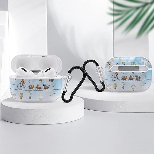 Miniatura 4 de Funda para Airpods Pro con estampado de animales con llavero de protección completa, duradera, a prueba de golpes, funda rígida de PC para Apple