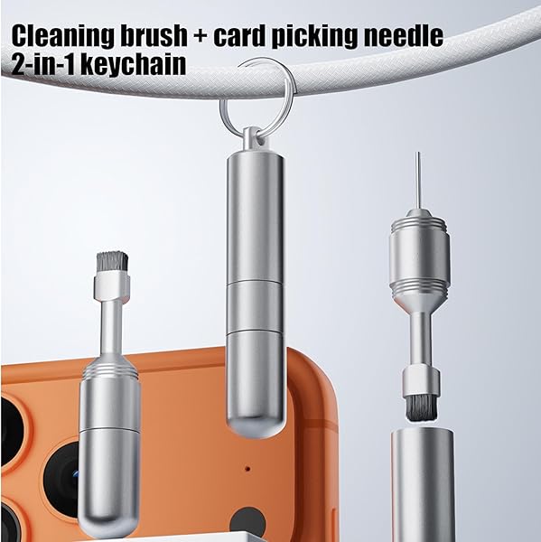 GjnjfdF SIM Card Ejection Tool - Phone Key Ring Tray Ejector Needle | Precision Cleaning Brush for Smartphone Charging Port Jack, Smartphone Tablet Electronics Travel - 4