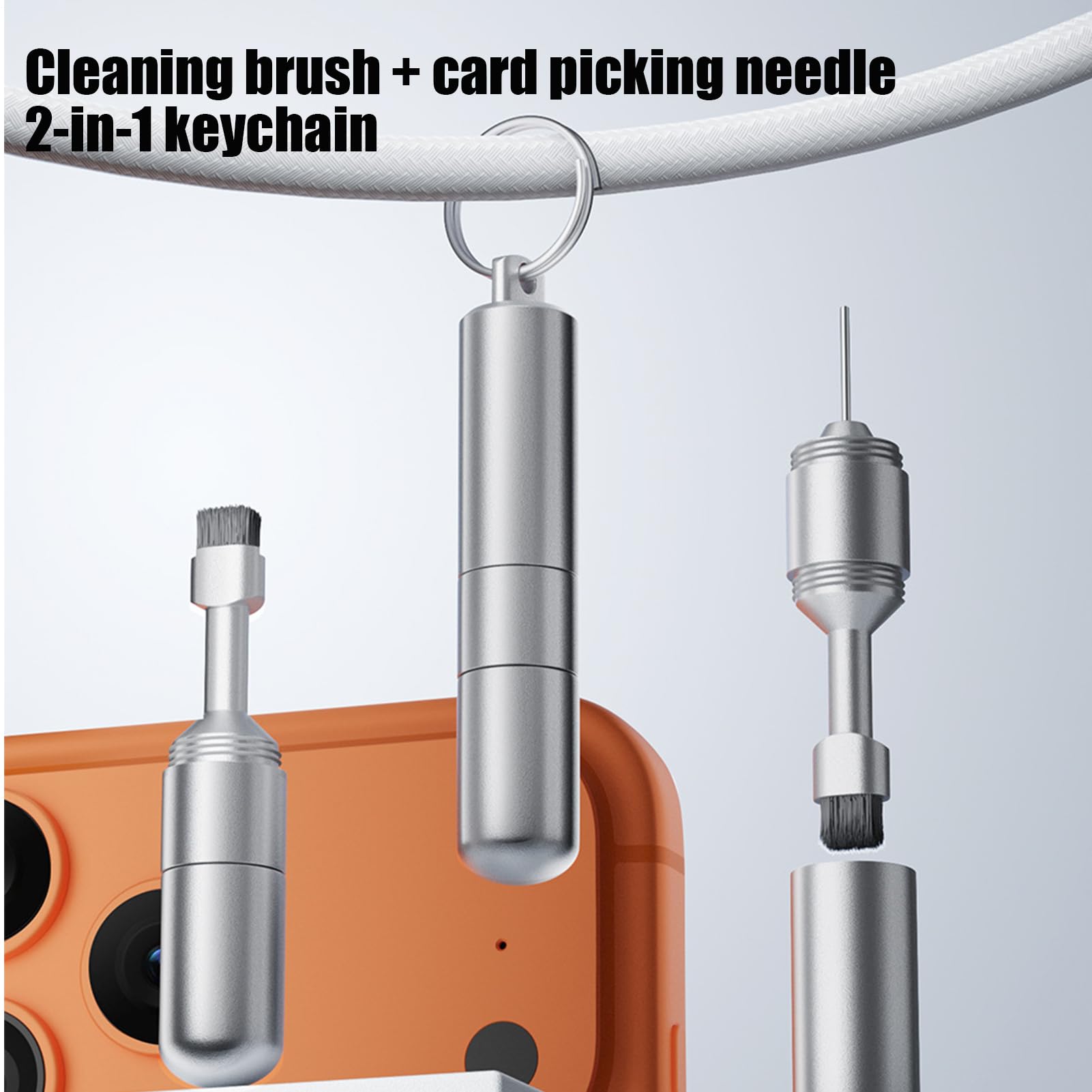GjnjfdF Card Ejector Tool - Needle Ejector Card Tray Keychain Phone | Precision Cleaning Brush for Smartphone Jack Charging Port Smartphone Tablet Electronics Travel - 5