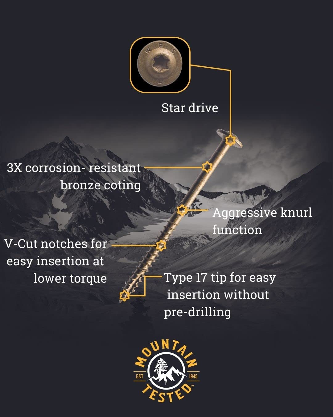 15 x 6" Bronze T-30 Lag Screw 25/Bucket