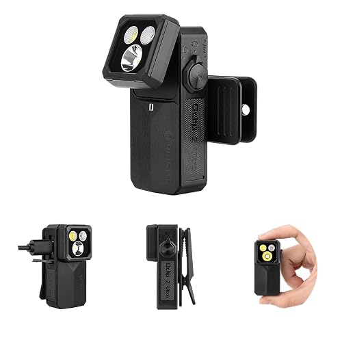 OLIGHT Oclip 2 Ultra EDC Rechargeable Flashlight Clip Light, Onyx Black | 115-Degree Tilt, 360-Degree Clip, 580 Lumens, White LED, Red, UV Light, Dual Magnets, OAL, Camping, Work, Inspection, Repair