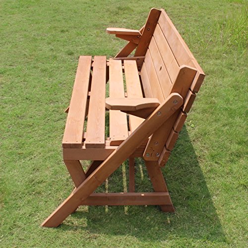 Merry Garden Interchangeable Wooden Picnic Garden Bench Outdoor Patio Dining Table, Natural - Thumbnail 3