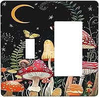 Vista 120 de Mid Century Morden Boho - Placa de pared para interruptor de luz dúplex de 1 banda, placa frontal decorativa eléctrica para receptáculo para baño