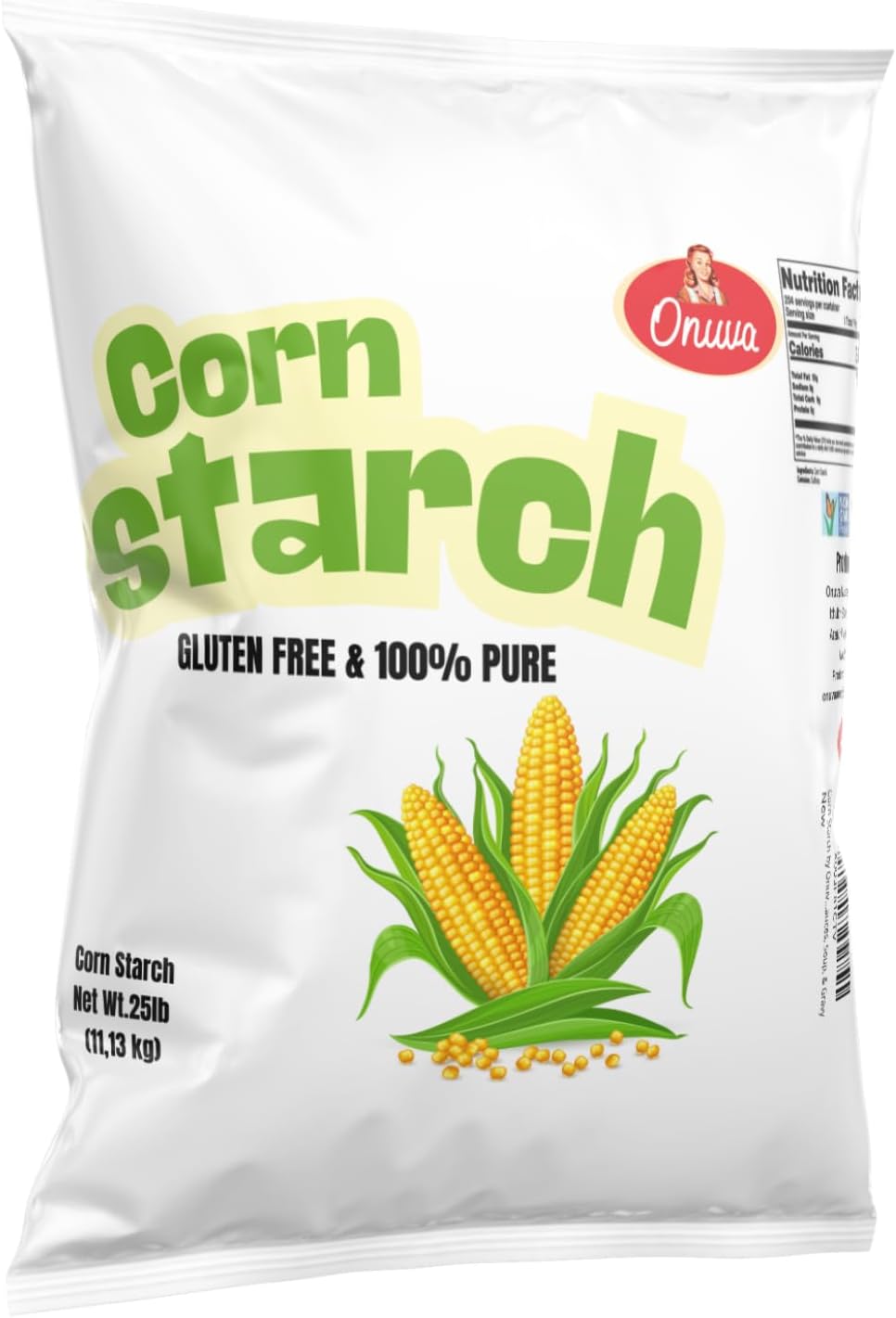Corn Starch by Onuva - 25 lbs , (11,3 kg) - Gluten Free - Vegan - Thickener For Sauces, Soup, & Gravy