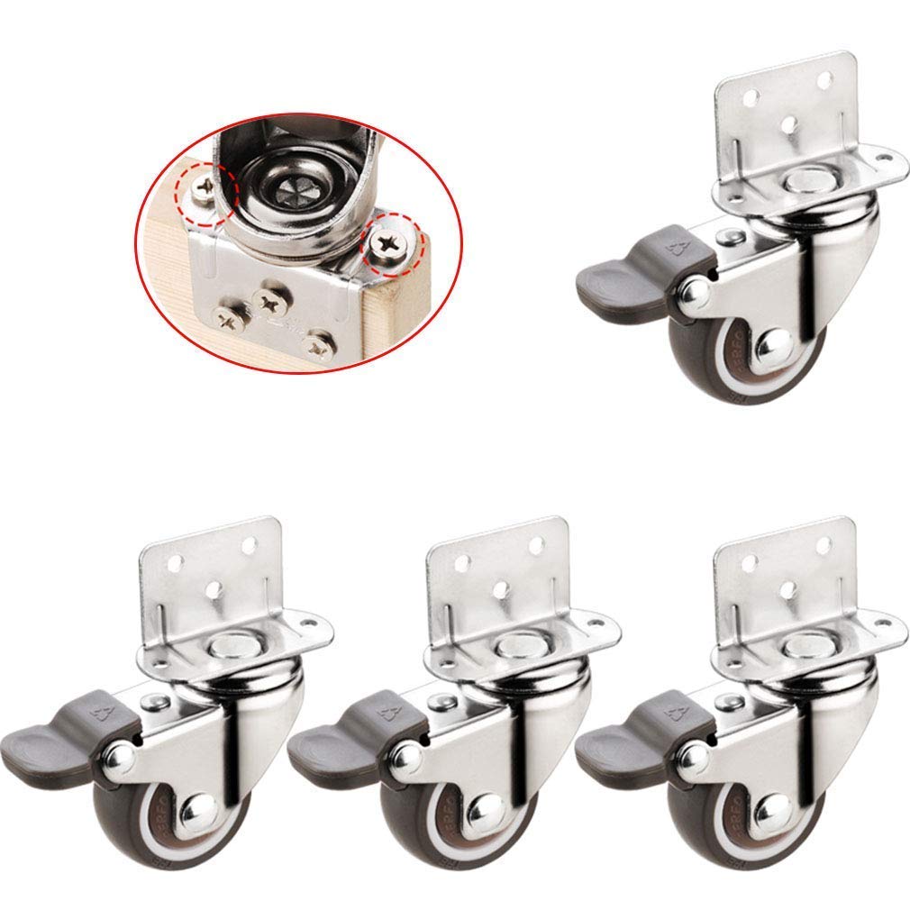 Roulette de meuble pivotante en caoutchouc silencieuse avec frein d'oscillation