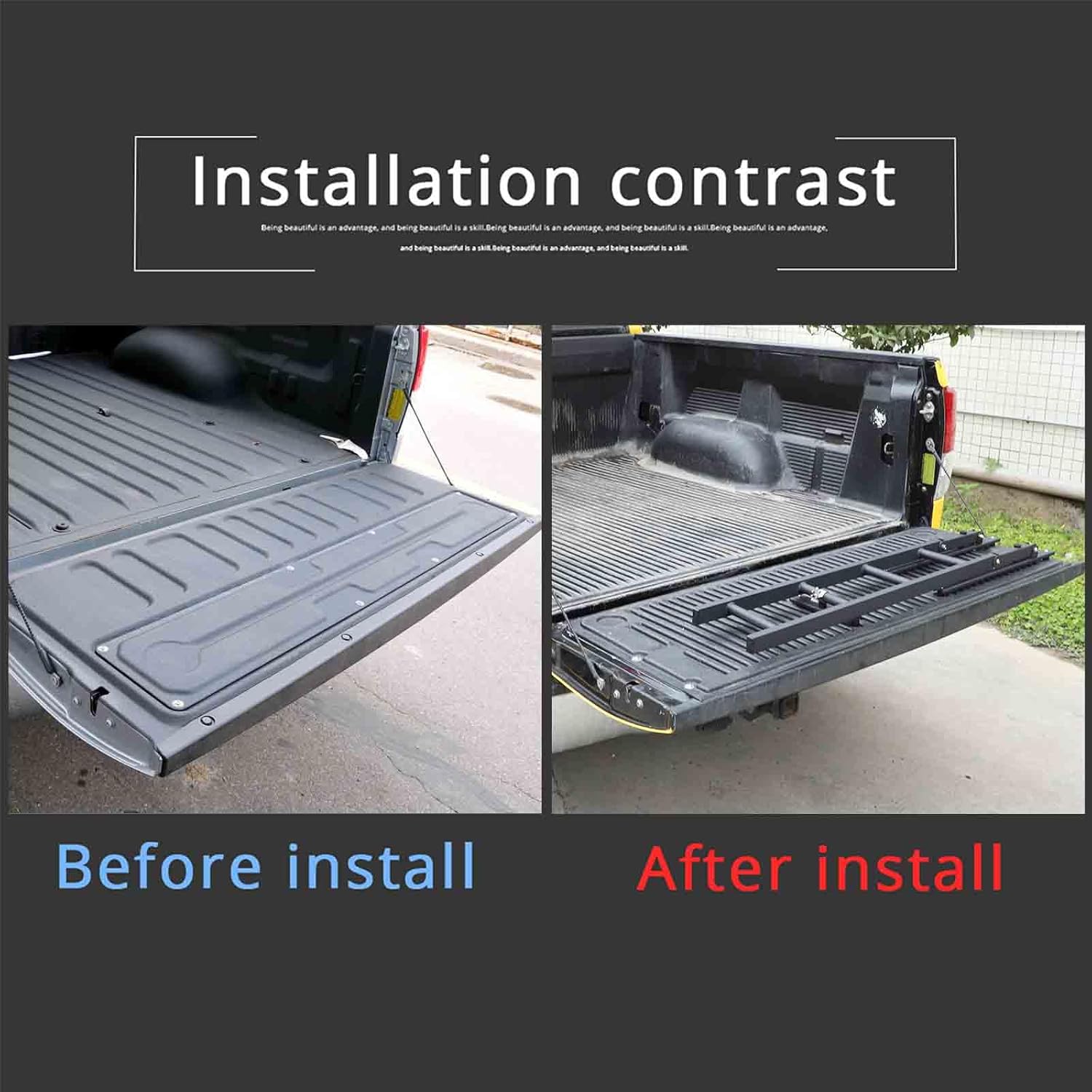 Foldable Tailgate Ladder Rack Compatible with Toyota Tundra, Pickup Truck Tailgate Ladder Aluminum Step Grip Plates Accessories (2007-2021)