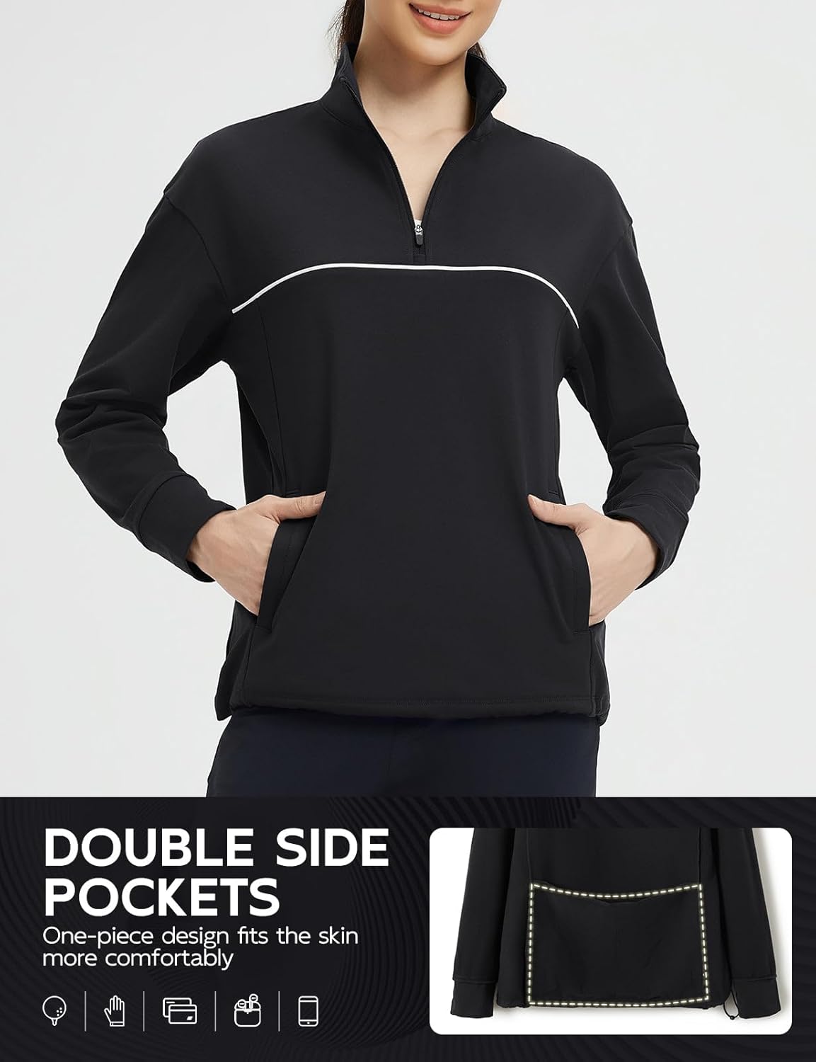 baleaf Women's Fleece Golf Pullover Water Resistant Half Zip Running Jacket Thermal Shirts Winter Cold Weather Gear