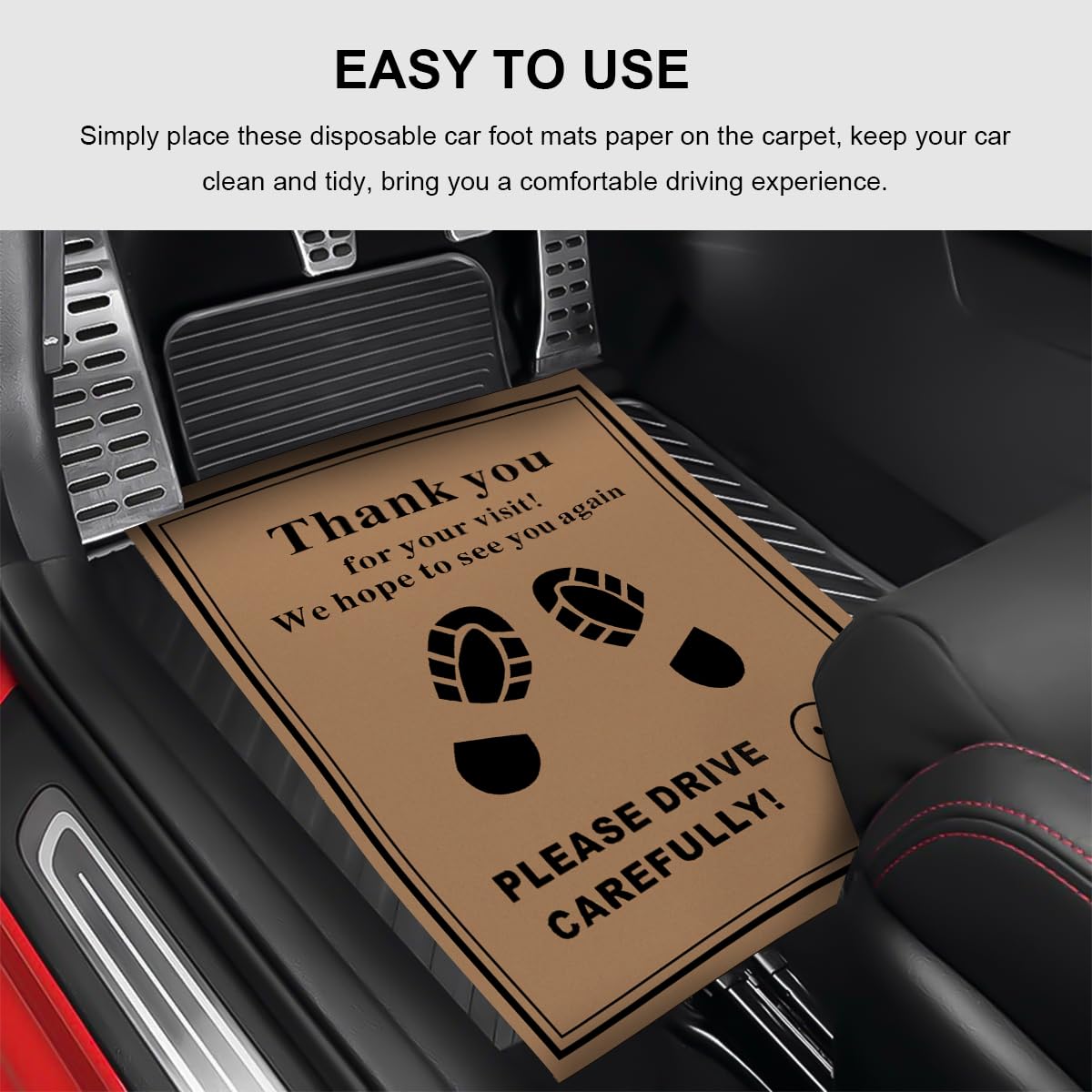 50 PCS Car Paper Floor Mats 16 x 20 Inch Vehicle Disposable Floor Pad Protective Papers Waterproof Thank — view 6