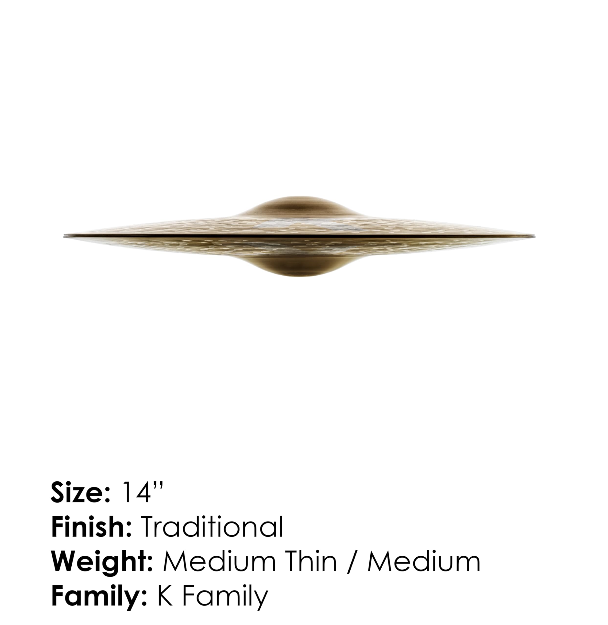 ZILDJIAN | K Custom Dark Hi-Hat 14” in Bronzo B20, suono scuro, caldo e complesso; finitura tradizionale (K0943)