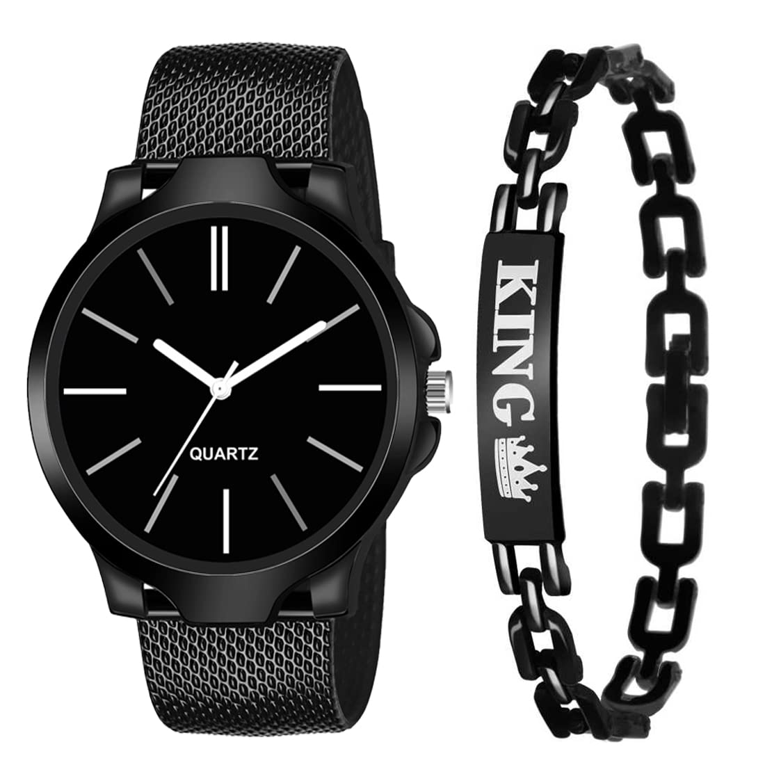 GOLDENIZE FASHION Analog Casual Unisex Wrist Watch for Men & Boys with King Bracelet (Watch with Bracelet) (B0B682LDGM) Amazon Price History, Amazon Price Tracker