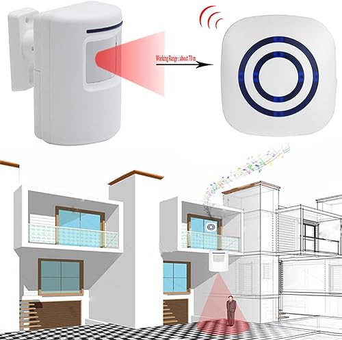 Miniatura 2 de Alarma inalámbrica de seguridad para el hogar, alerta de entrada de Enegg y timbre de timbre de puerta de visitante con 1 receptor enchufable y 2