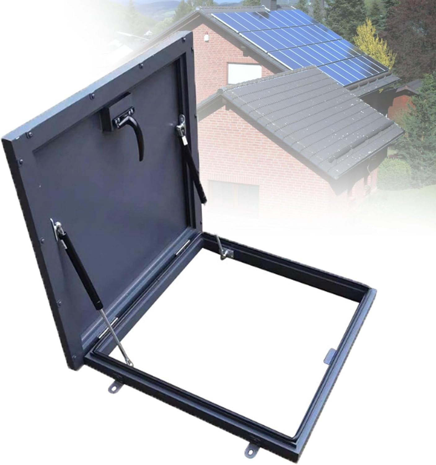 Customizable Metal Attic Skylight Lids, Basement Exit Covers with 0.8 in Double-Layer Tempered Glass, Large Well Cover Weatherproof,50 * 50