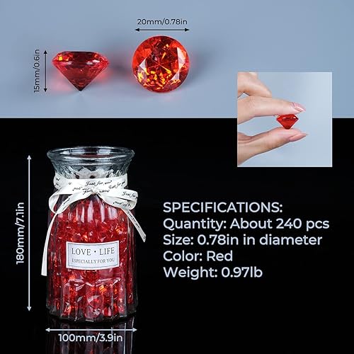 Miniatura 4 de Babenest - Relleno de jarrón de gemas falsas de diamantes acrílicos, 240 piezas de diamantes de imitación de 34 pulgadas, joyas de cristal para