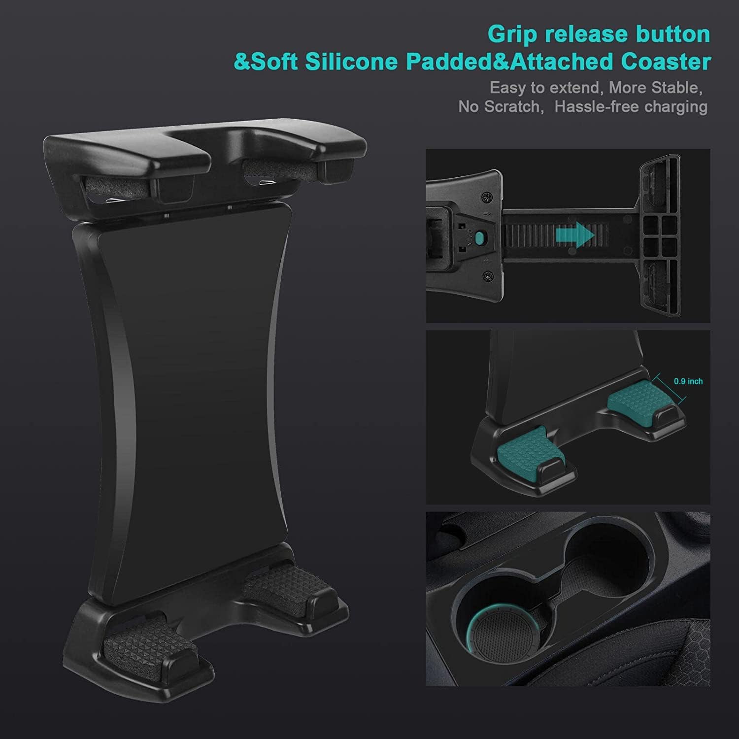 Car Cup Holder Tablet Mount & Phone Cradle Stand Truck for iPad Pro 11/12.9 Air Mini 6/5/4, Galaxy Tabs, iPhone 17/16/Pro/Pro Max, 4.7"-12.9" Smartphone Tab, Adjustable Long Arm, 360º Rotating image 4