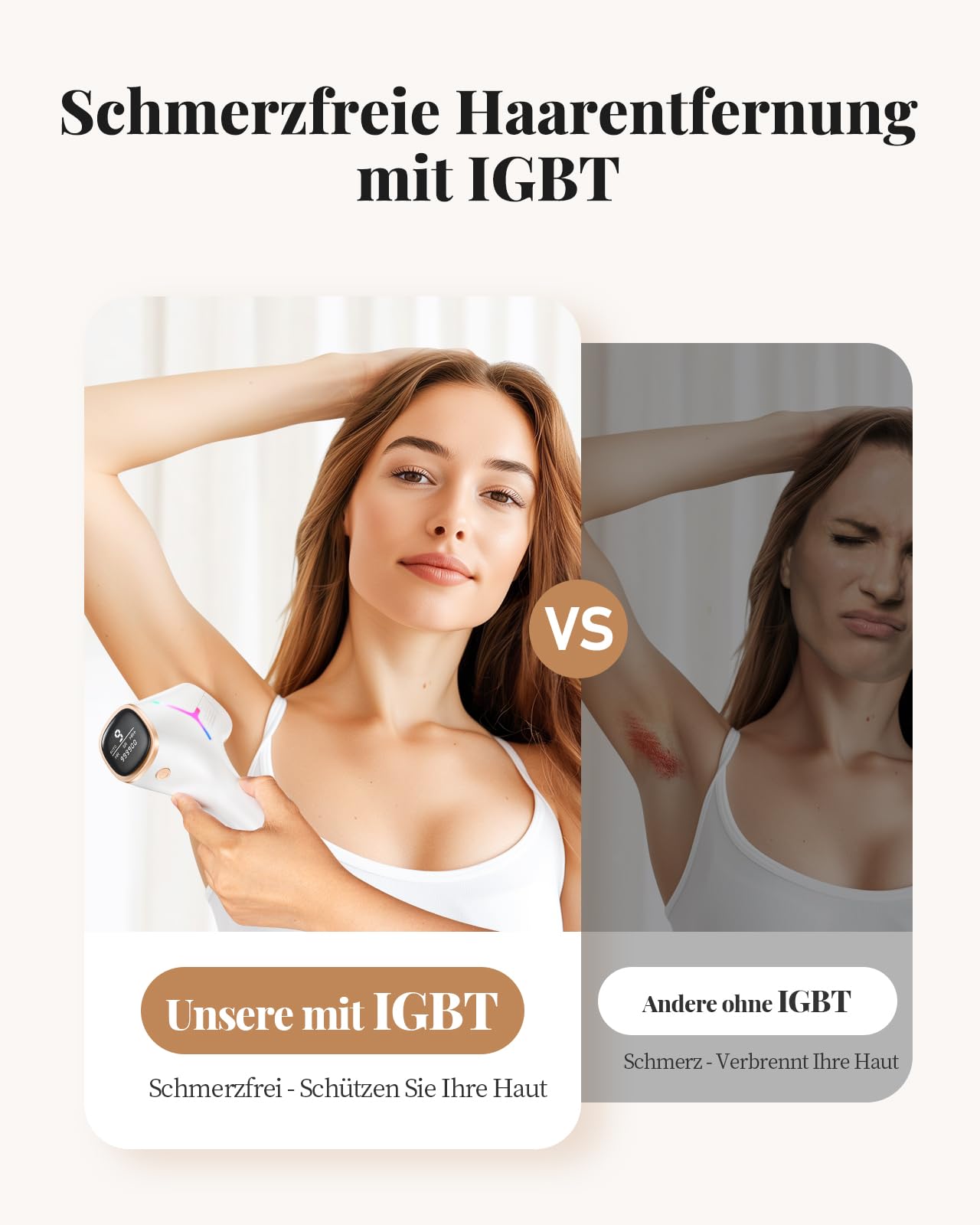 Haarlosy IPL Geräte Haarentfernung Laser für Frauen und Männer mit langanhaltenden Ergebnissen in Salonqualität für zu Hause, schmerzfreies IPL Haarentfernungsgerät für Gesicht, Bikinizone, Körper