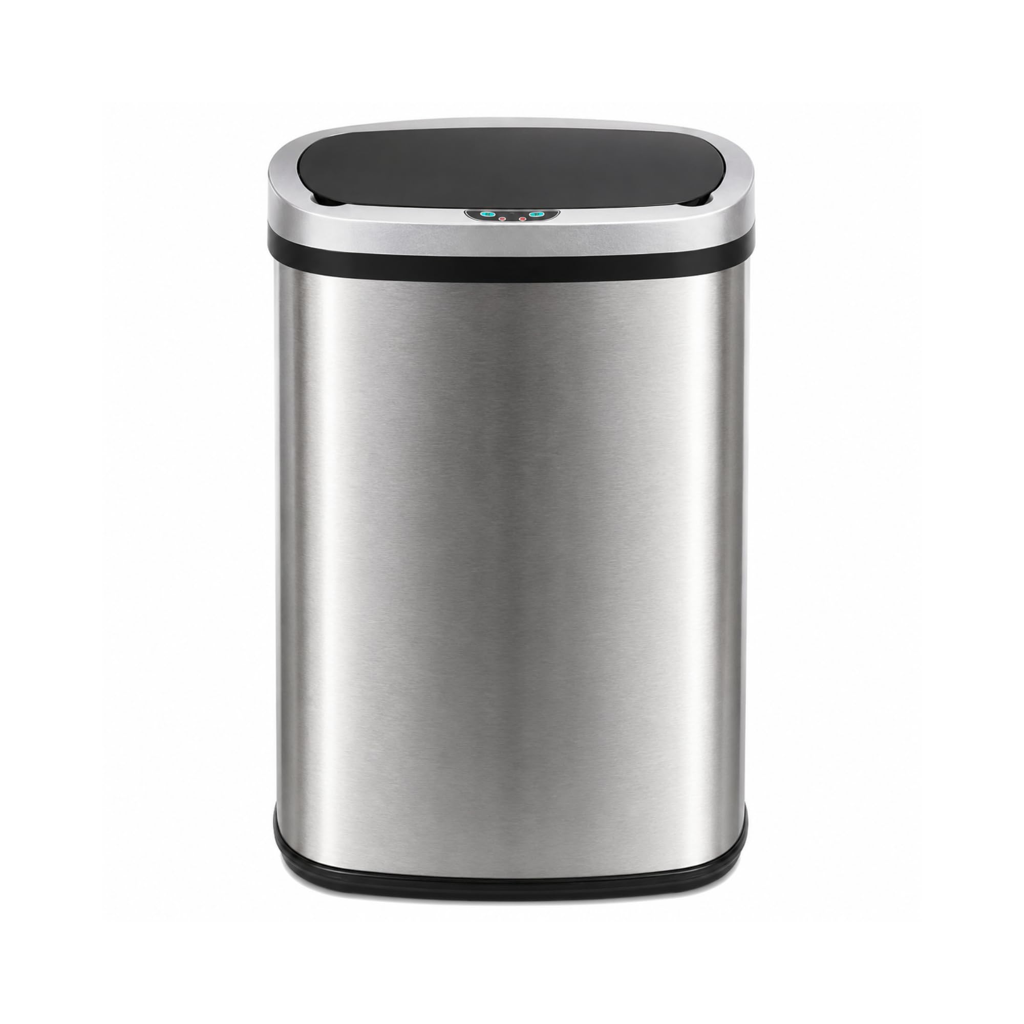 GlamHaus Sensor Bin, Motion Sensing 50L For Kitchen, Soft Close With Supplied Power Adaptor Or Battery Operated - Brushed Stainless Steel Silver, Infrared Hands Free 50 Litre