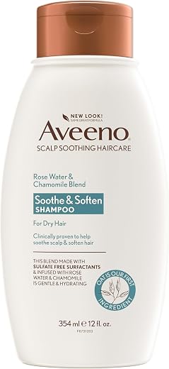 Aveeno Scalp Soothing Rose Water & Chamomile Blend Shampoo For Sensitive & Soft, Sulfate Free Shampoo, No Dyes Or Paraben...