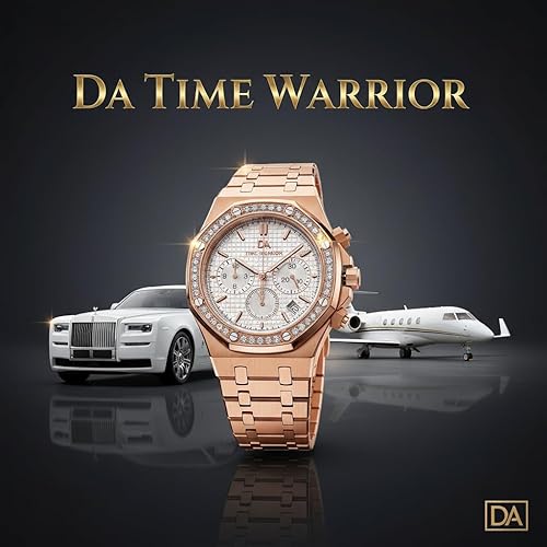 Miniatura 5 de Relojes para hombre DA Royalty Reloj de lujo de oro rosa cronógrafo 316 acero inoxidable, esfera blanca, movimiento japonés estilo AP