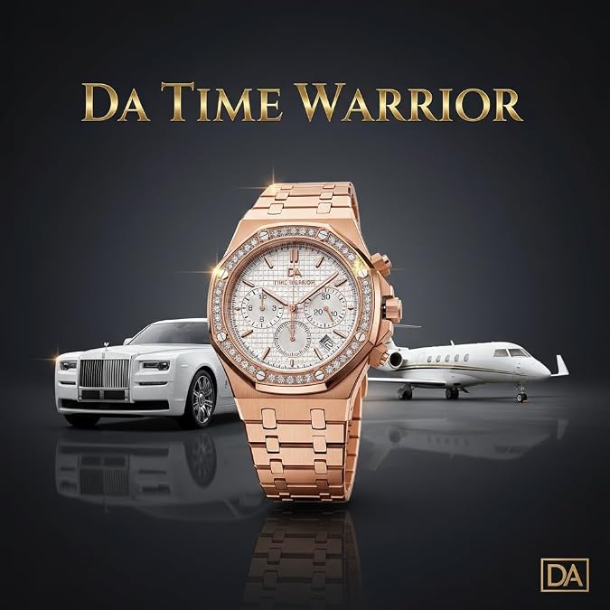 Men's Watches DA Royalty Rose Gold Luxury Watch Chronograph 316 Stainless Steel, White Dial, Japanese Movement AP Style