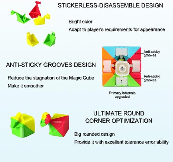 Magic Cube Magic Cube 3 x 3 Set Speed Cube 2 x 2 + Pyramid 3-in-1 Various Playing Options Professional Smoothing Strong and Durable Exquisite Packaging Box Suitable for Gifts Children
