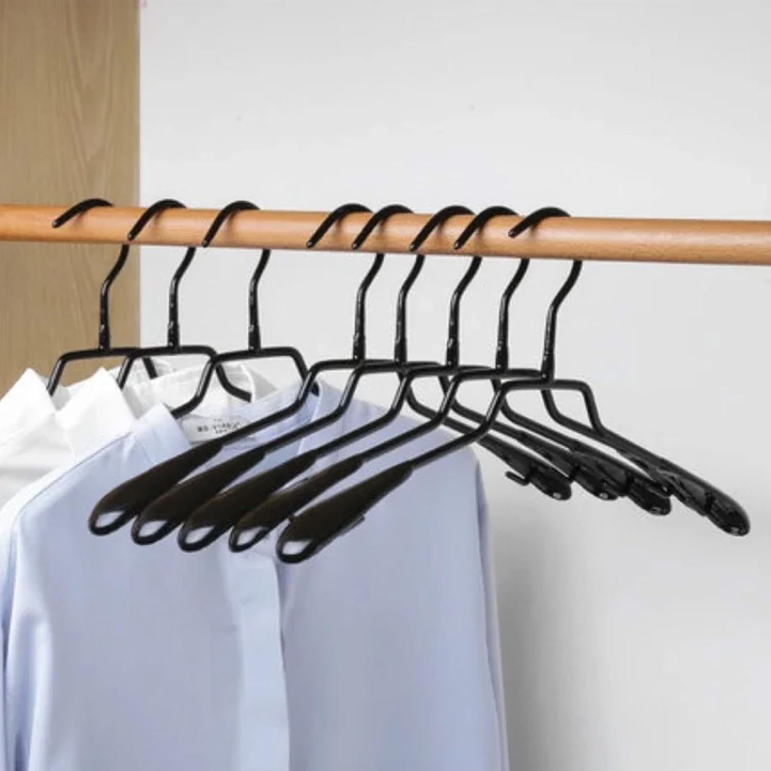 10 Pcs Wide Shoulder Hangers Suit Coat Hanger with Non Slip Hooks Clothes Racks Smooth Finish for Sweater Pants for Scarves(Black)