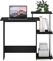 Vista 10 de Furinno - Escritorio compacto para computadora con estantes, Tablero de partículas, Marrón oscuro