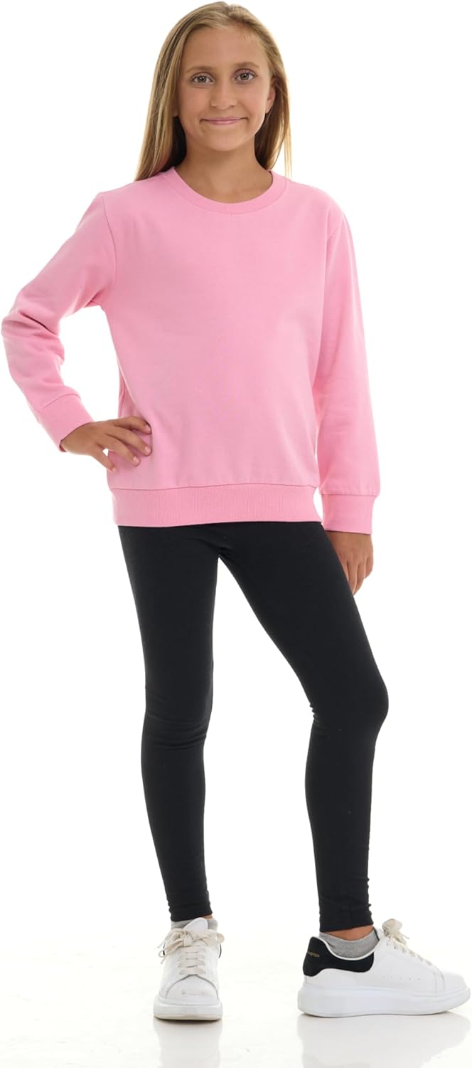 Pink Angel 2-Pack Girls Fleece Crewneck Sweatshirts – Soft Cotton Blend Pullover Tops for School, Play, and Layering - Image 3