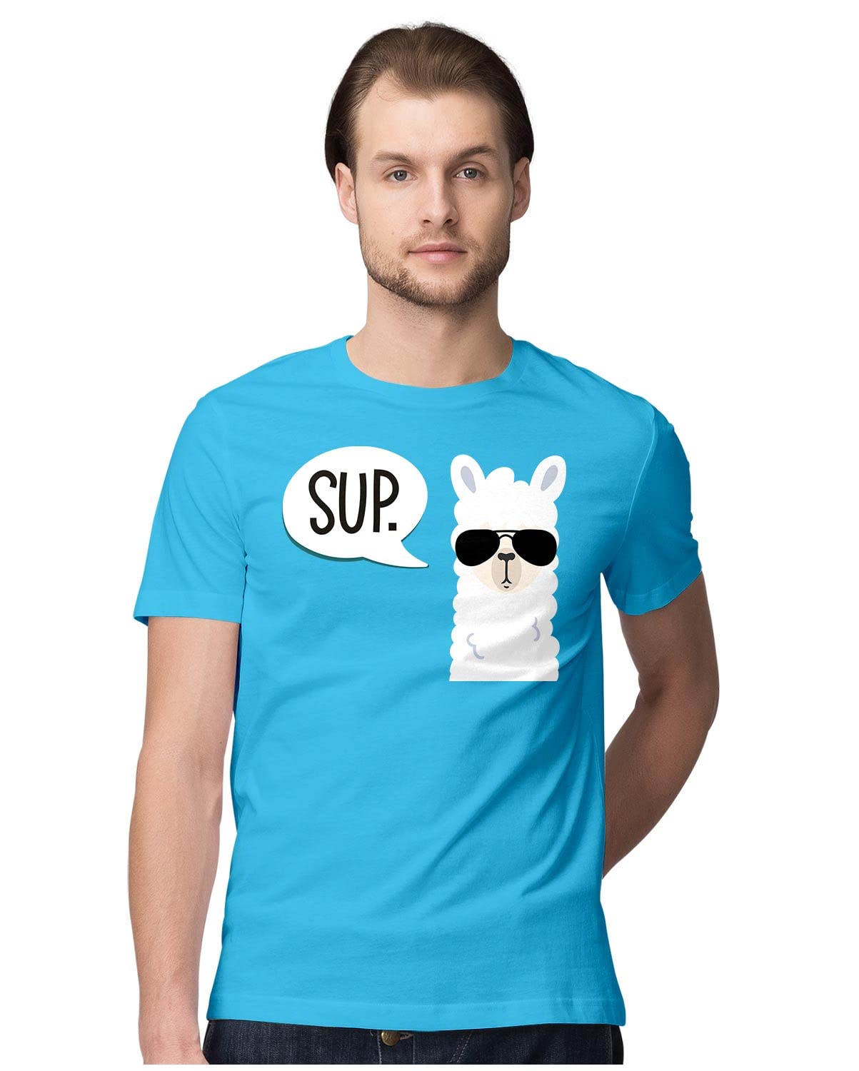 HeybrohMen's Regular Fit T-Shirt Sup - Cool Llama 100% Cotton T-Shirt