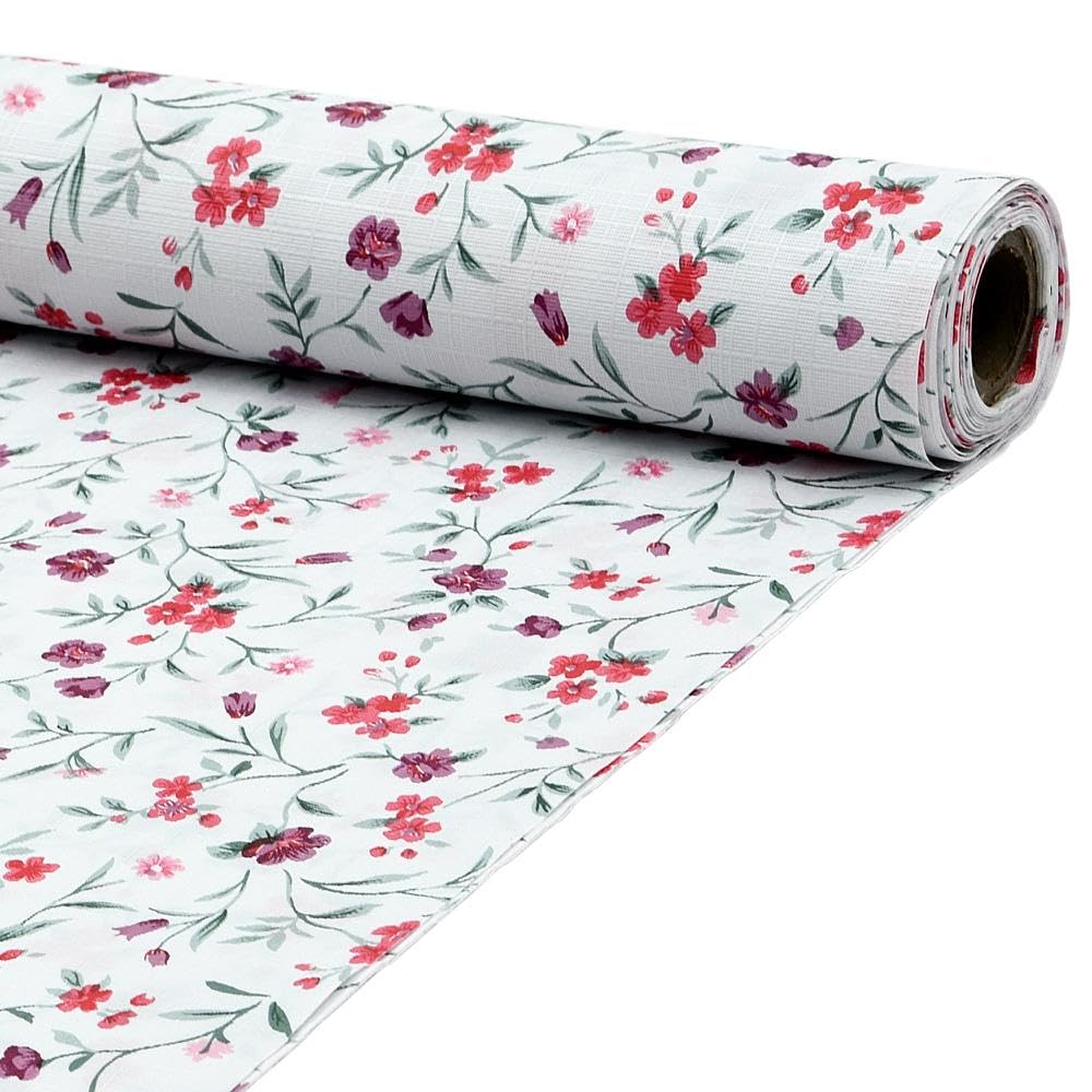 100% Water Proof Flower Design Printed Wardrobe Kitchen Drawer Shelf Mat | Cabinet Shelf Mat | Flower Design with PVC Material (White Printed, 5 Mtr)-image-9